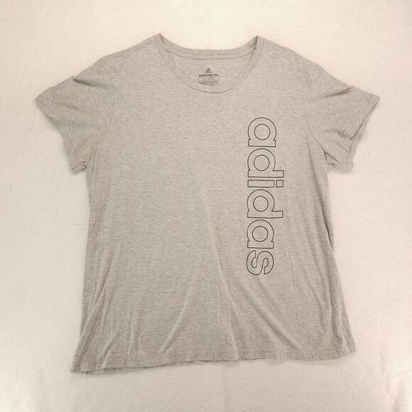 Adidas Graphic Short Sleeve Crew Neck Casual T Shirt Womens Size 2XL Gray - Picture 2 of 9